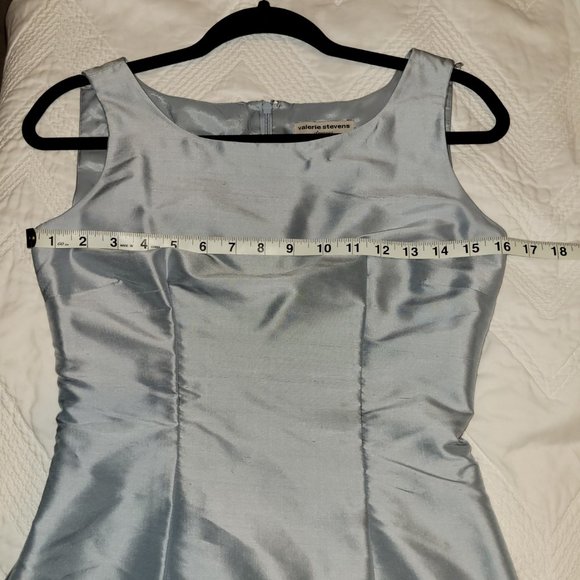 Ice Blue Silk Sheath Dress - Picture 6 of 8